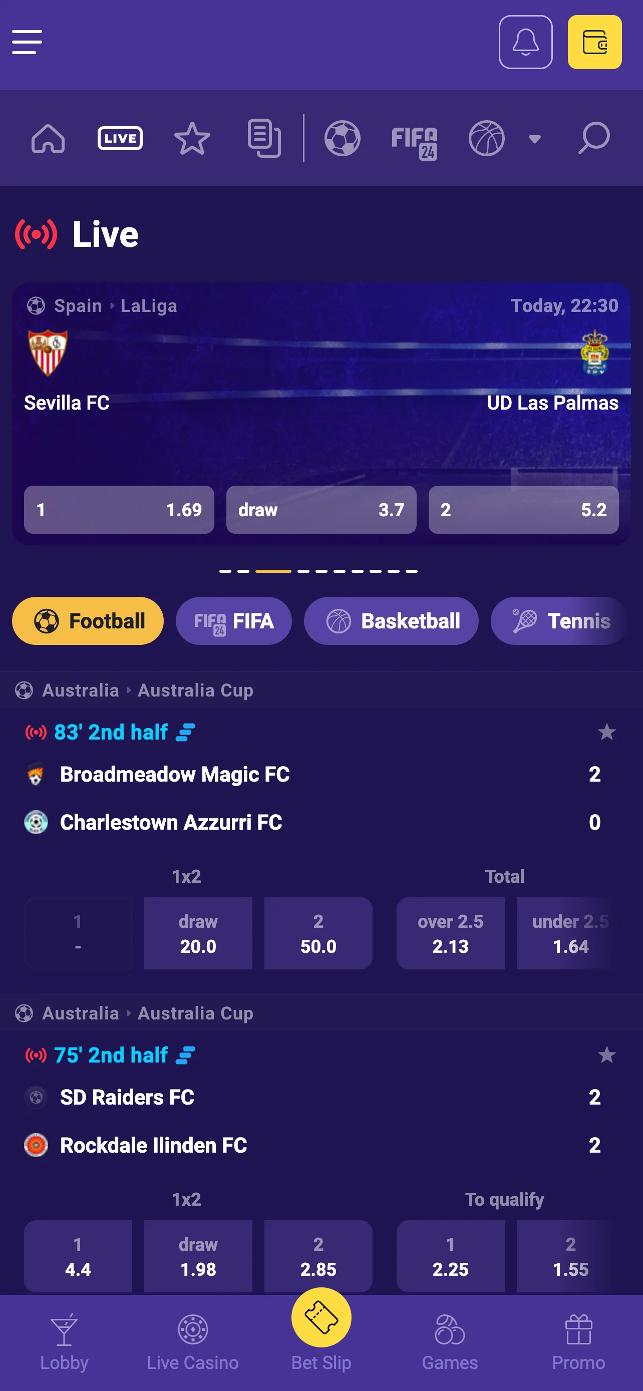 Live sportweddenschappen in de Lalabet mobiele app