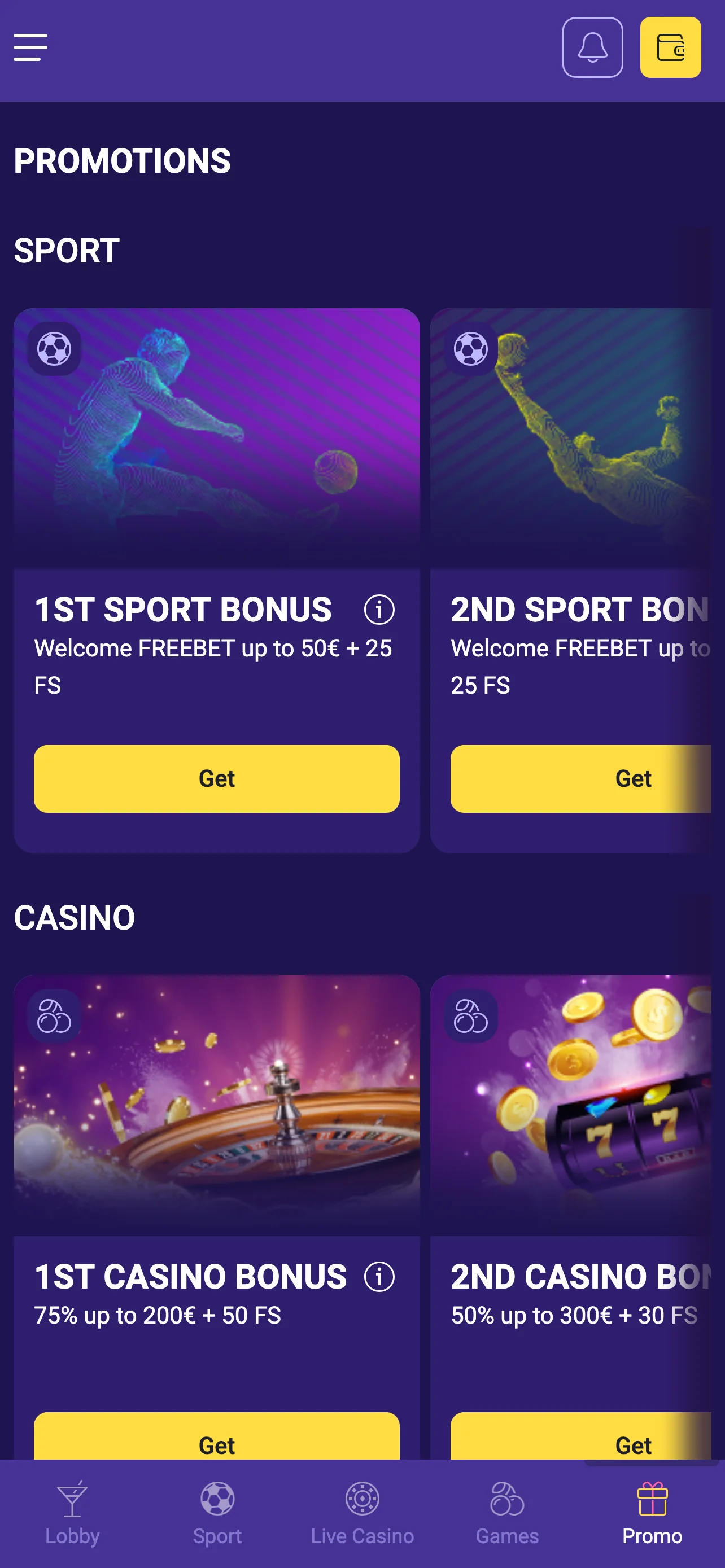 Bonussen en promoties in de Lalabet mobiele app